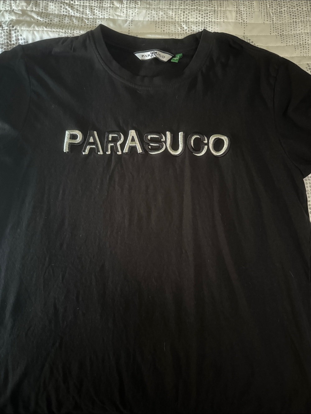 Parasuco Black Tee with Silver Embroidered Logo